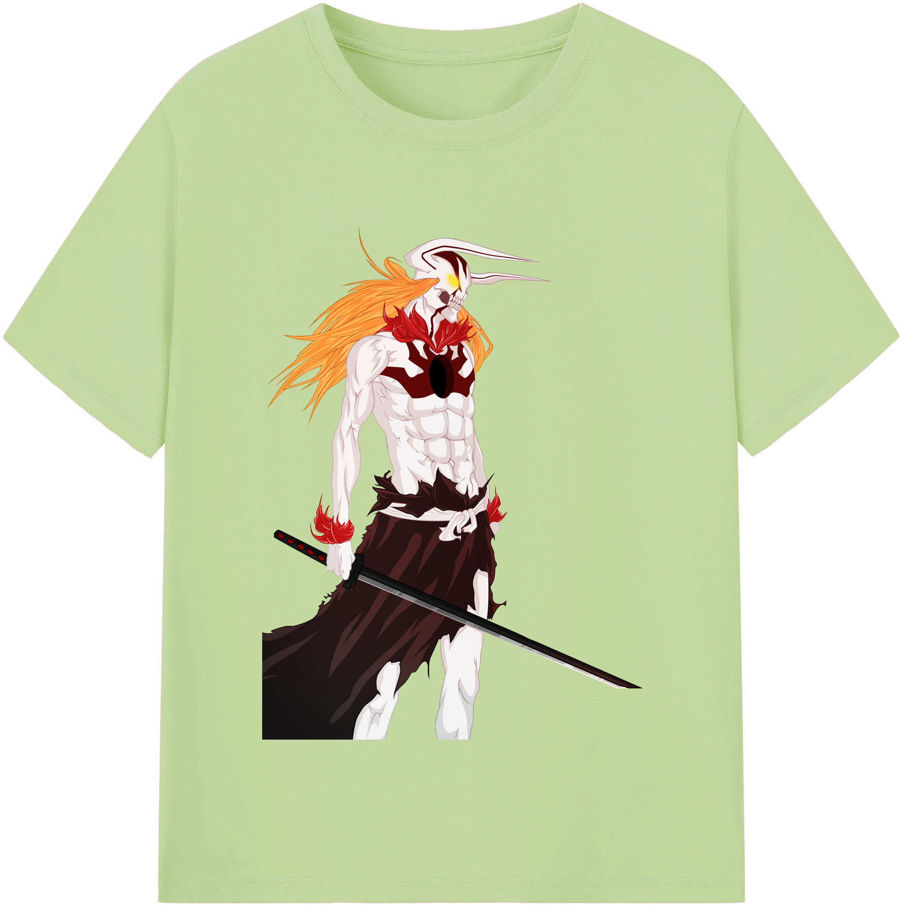 （画像用） ブリーチ 黒崎一護（くろさき いちご）BLEACH Kurosaki Ichigo 綿100％半袖Tシャツ（フロントプリント）